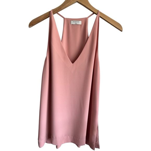 ARITZIA | BABATON Morris Racerback Top Pink Sleeveless V-Neck Flowy Blouse Small - Picture 8 of 8